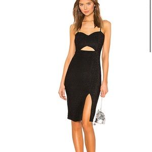 Superdown Kembria cutout black midi shimmer dress